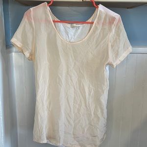 Light Peach/Cream XS silk short sleeve shirt